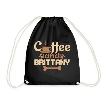 coffe and Brittany pet lover - Drawstring Bag - black - Front