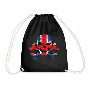 Vintage Britischer Totenkopf - Turnbeutel - Schwarz - Vorne