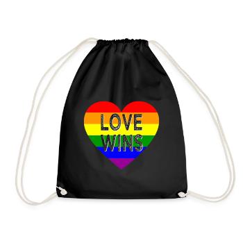 Love Wins - Gay Pride - Schwul - LGBT - LGBTQ - Drawstring Bag - black - Front