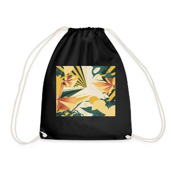 Tropical Yellow, and Green shapes 2 - Drawstring Bag - black - Front