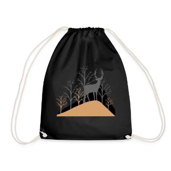 Deer in the forest - Drawstring Bag - black - Front