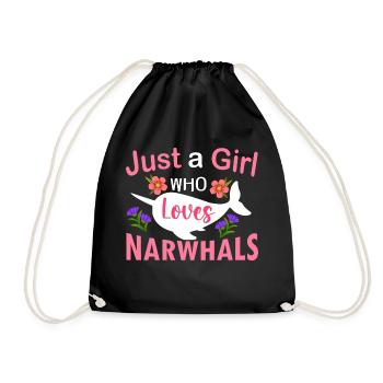 Nur ein Mädchen, das Narwale liebt - Turnbeutel - Schwarz - Vorne