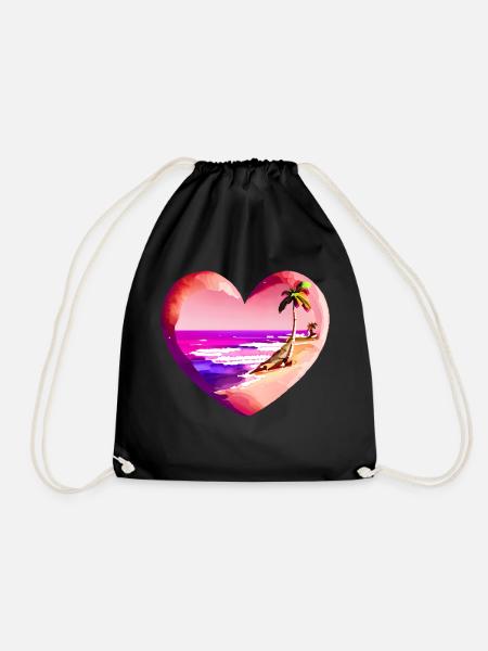 Strand Palme Sonne Sommerurlaub Insel Palmen - Turnbeutel - Schwarz