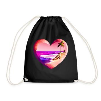 Strand Sonne Sommerurlaub Palme Insel Palmen - Turnbeutel - Schwarz - Vorne