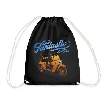 DDR Krause Duo Oldtimer Moped Dreirad - Turnbeutel - Schwarz - Vorne
