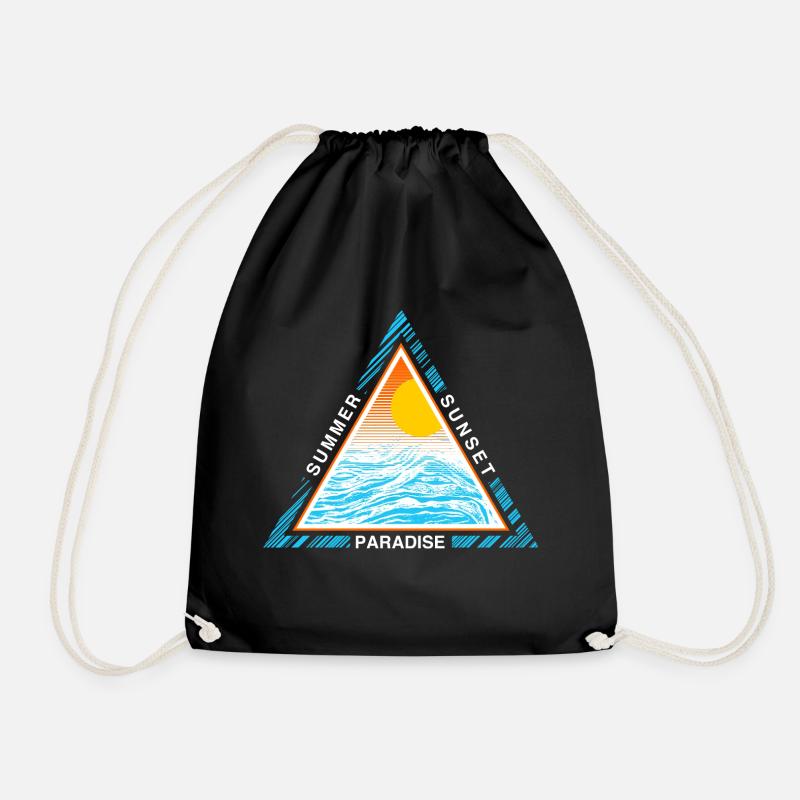 Summer, sunset, paradise - Drawstring Bag - black