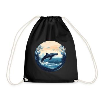 Whale - Drawstring Bag - black - Front