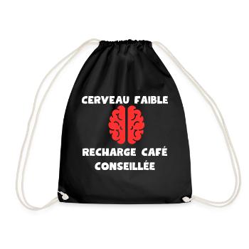 Cerveau faible, recharge café conseillée - Sac de sport léger - noir - Devant