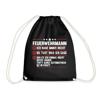 Feuerwehrmann Feuerwehr - Turnbeutel - Schwarz - Vorne