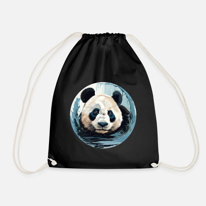 Panda - Turnbeutel - Schwarz