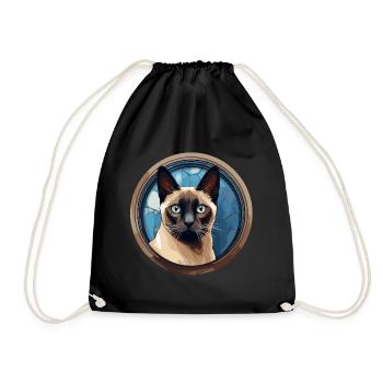 Chat siamois - Sac de sport léger - noir - Devant