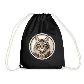 American Bobtail Cat - Drawstring Bag - black - Front