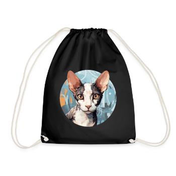 Cornish Rex Katze - Turnbeutel - Schwarz - Vorne