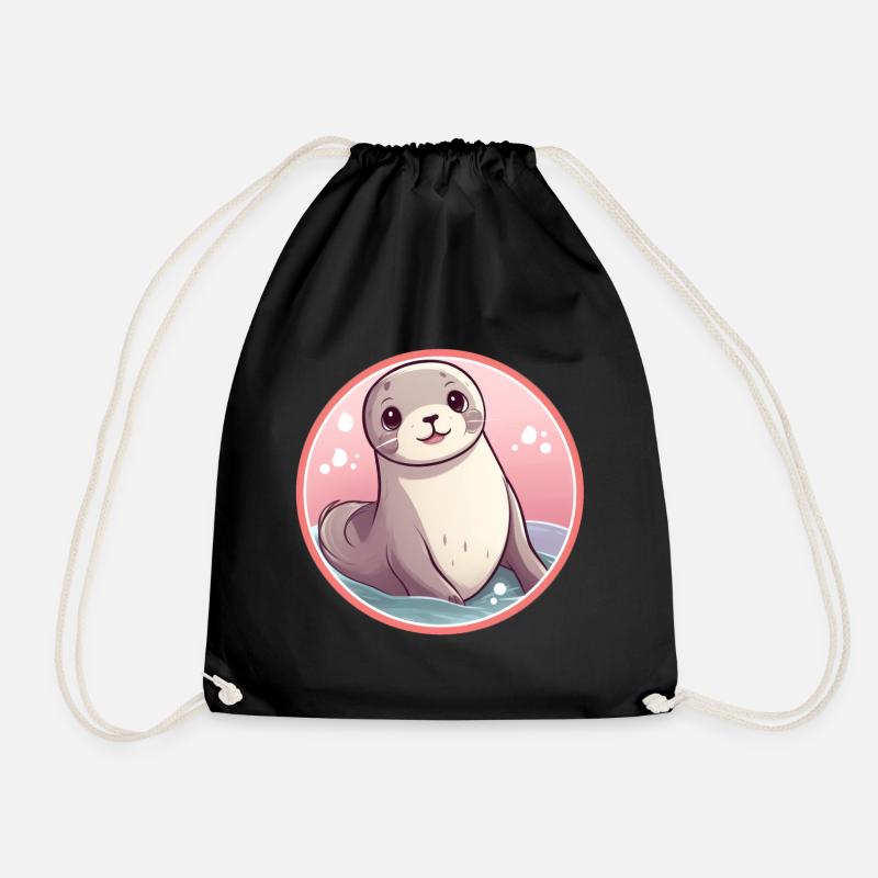 Robbe Kawaii - Turnbeutel - Schwarz