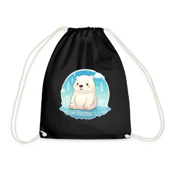 cute little polar bear - Drawstring Bag - black - Front