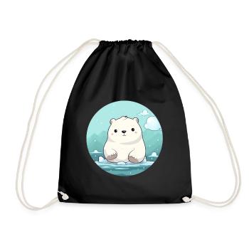 cute little polar bear - Drawstring Bag - black - Front