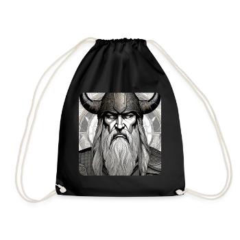 Proud Viking with Horns Helmet - Drawstring Bag - black - Front