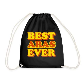 Aras First Name Funny Gift - Drawstring Bag - black - Front