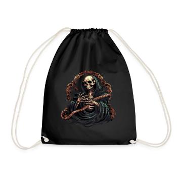 Halloween Skelett Mit Schlange - Turnbeutel - Schwarz - Vorne