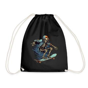 Skateboard Skelett - Turnbeutel - Schwarz - Vorne