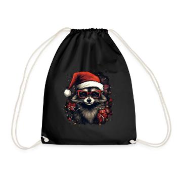 Santa Claus Waschbär - Turnbeutel - Schwarz - Vorne