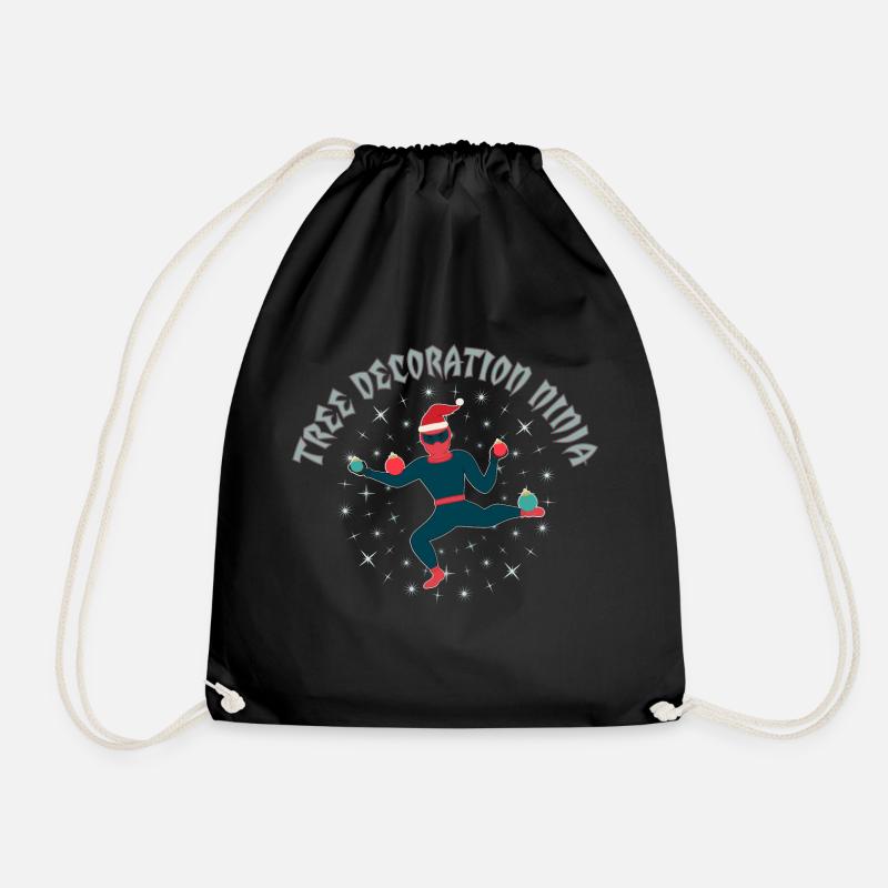 Tree Deoration Ninja - Drawstring Bag - black
