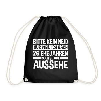 Ehe Jadehochzeit 26 Jahre Verheiratet Hochzeitstag - Turnbeutel - Schwarz - Vorne