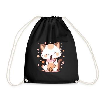 Thé à bulles Chat Neko boba - Sac de sport léger - noir - Devant
