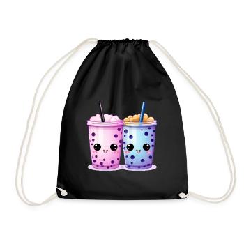 kawaii bubble tea boba tea - Turnbeutel - Schwarz - Vorne