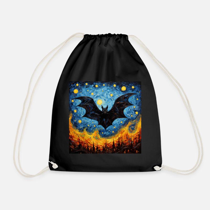 fledermaus, van gogh, sternennacht, tier - Turnbeutel - Schwarz