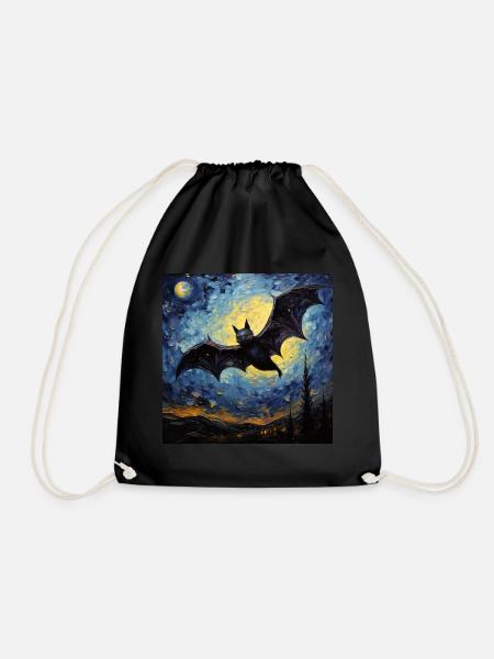 fledermaus, van gogh, sternennacht, tier - Turnbeutel - Schwarz