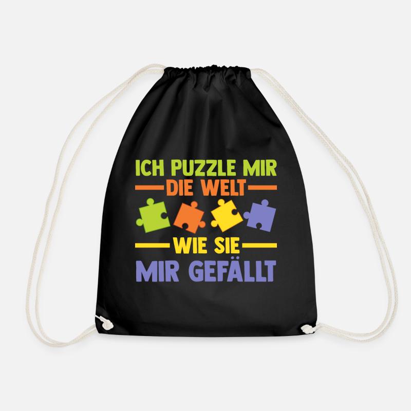 Puzzlefan Puzzler Puzzleteile Puzzle - Turnbeutel - Schwarz