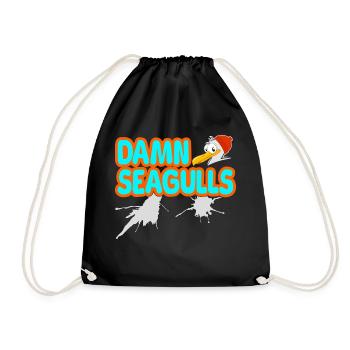 Damn Seagulls Funny Sailor Captain Saying - Drawstring Bag - black - Front