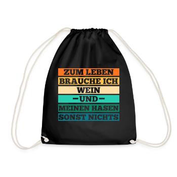 Wein Kaninchen Hase - Turnbeutel - Schwarz - Vorne