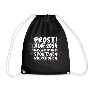 Neujahr Feuerwerk Silvester 2024 - Turnbeutel - Schwarz - Vorne