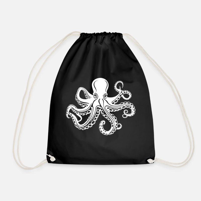 Oktopus grimmig - Turnbeutel - Schwarz