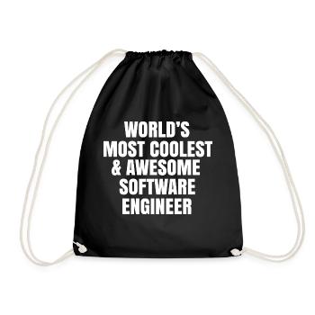 World's most coolest and awesome software engineer - Drawstring Bag - black - Front