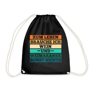 Hund Wein Weimaraner - Turnbeutel - Schwarz - Vorne