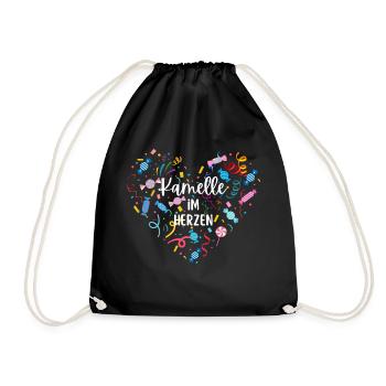 Karneval Shirt Kamelle, Fasching T-Shirt, Kostüm - Turnbeutel - Schwarz - Vorne