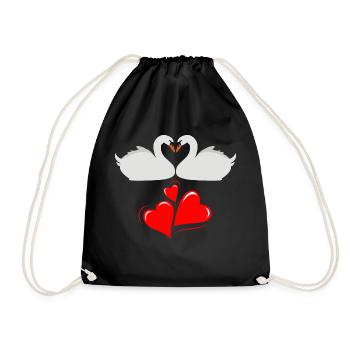Swan love - Drawstring Bag - black - Front