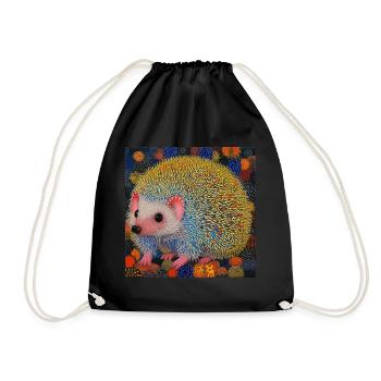 igel, bunt, tier, geschenk, geschenkidee - Turnbeutel - Schwarz - Vorne