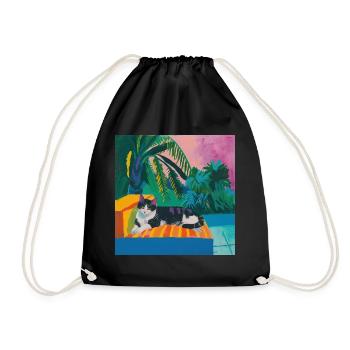katze, katzen bunt, tier, geschenk, geschenkidee - Turnbeutel - Schwarz - Vorne