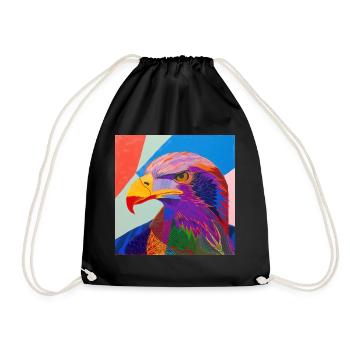 adler, vogel, bunt, tier, geschenk, geschenkidee - Turnbeutel - Schwarz - Vorne