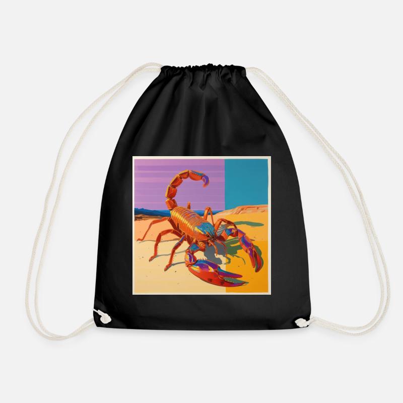 scorpion, bunt, tier, geschenk, geschenkidee - Turnbeutel - Schwarz