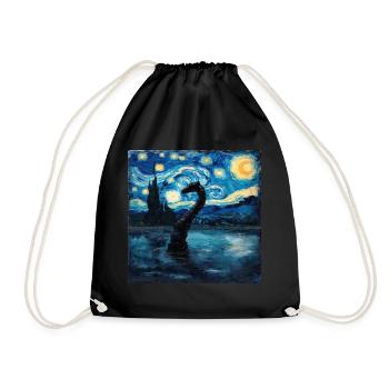 loch ness monster, nessie, van gogh, sternenacht - Turnbeutel - Schwarz - Vorne