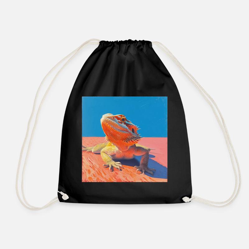 Bartagamen, echse, bunt, tier, geschenk - Turnbeutel - Schwarz