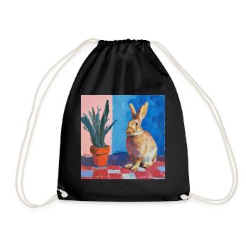 hase, kaninchen, bunt, tier, geschenk - Turnbeutel - Schwarz - Vorne
