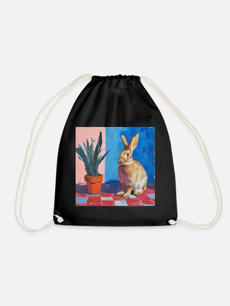 hase, kaninchen, bunt, tier, geschenk - Turnbeutel - Schwarz