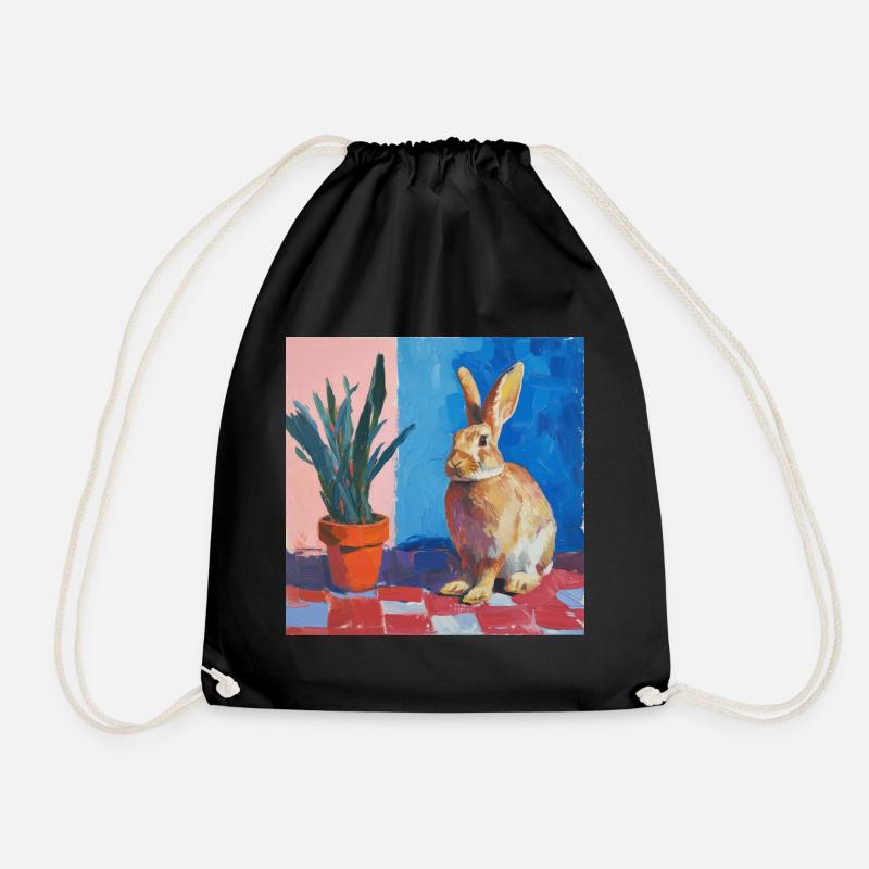 hase, kaninchen, bunt, tier, geschenk - Turnbeutel - Schwarz