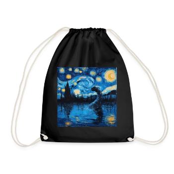 loch ness monster, nessie, van gogh, sternenacht - Turnbeutel - Schwarz - Vorne